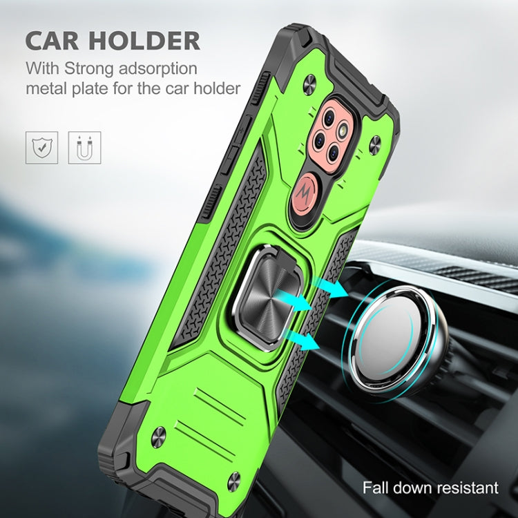 For Motorola Moto G9 Magnetic Armor Shockproof TPU + PC Case with Metal Ring Holder
