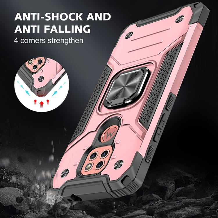 For Motorola Moto G9 Magnetic Armor Shockproof TPU + PC Case with Metal Ring Holder