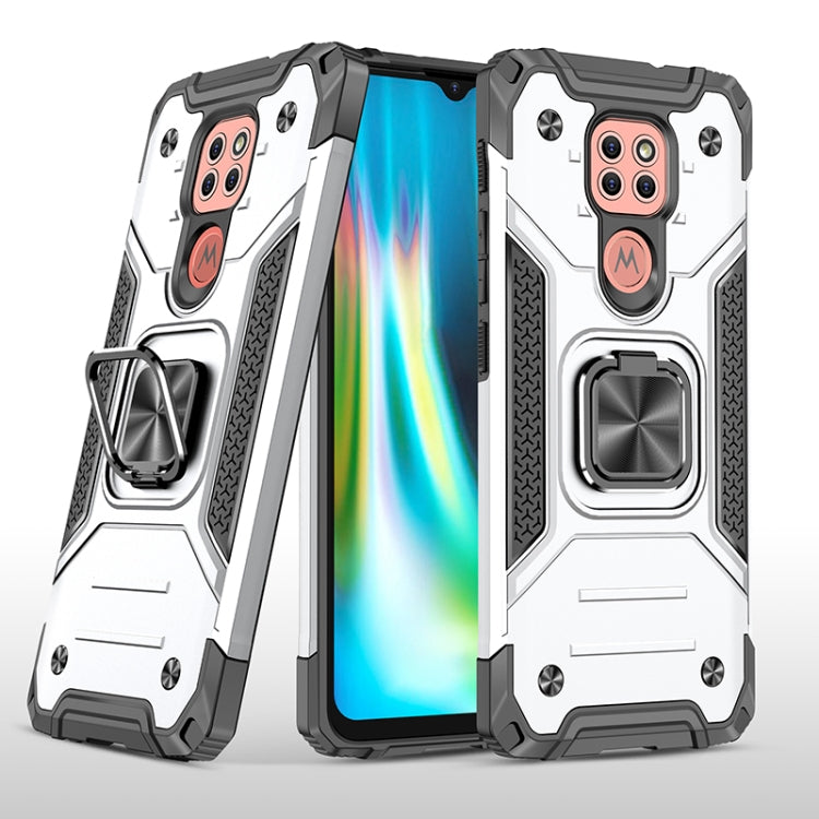 For Motorola Moto G9 Magnetic Armor Shockproof TPU + PC Case with Metal Ring Holder