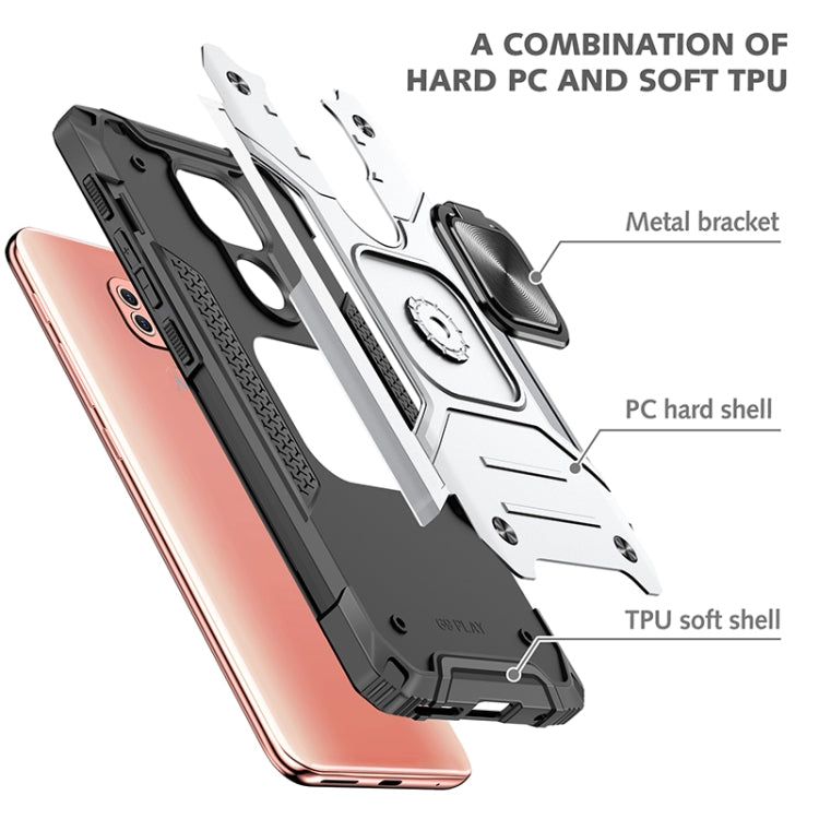 For Motorola Moto G9 Magnetic Armor Shockproof TPU + PC Case with Metal Ring Holder