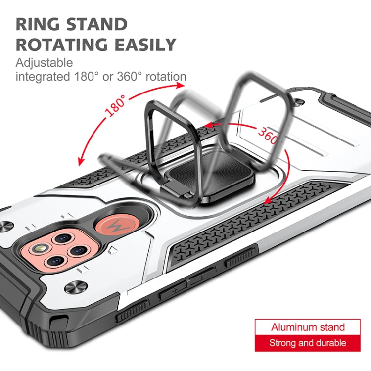 For Motorola Moto G9 Magnetic Armor Shockproof TPU + PC Case with Metal Ring Holder