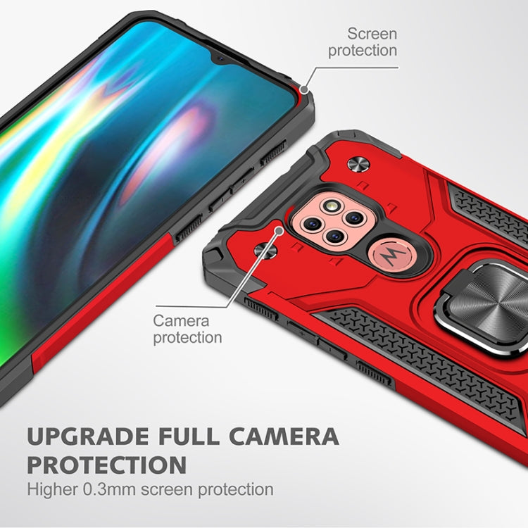 For Motorola Moto G9 Play Magnetic Armor Shockproof TPU + PC Case with Metal Ring Holder