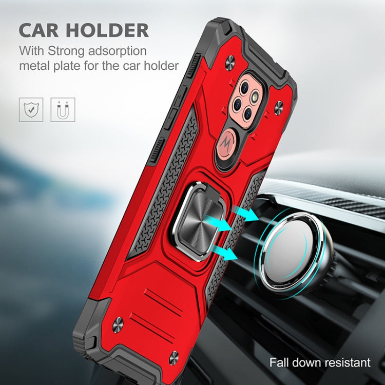 For Motorola Moto G9 Play Magnetic Armor Shockproof TPU + PC Case with Metal Ring Holder