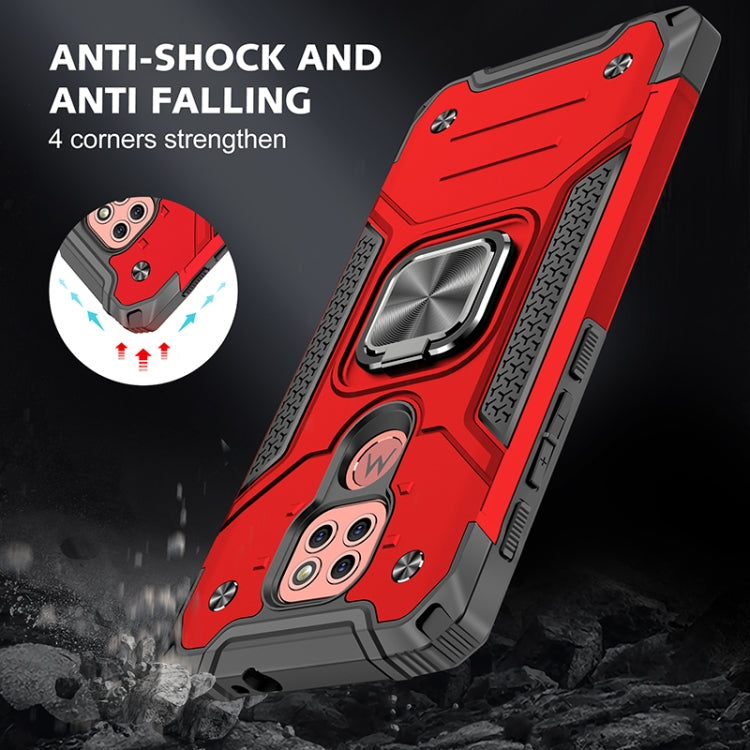For Motorola Moto G9 Play Magnetic Armor Shockproof TPU + PC Case with Metal Ring Holder