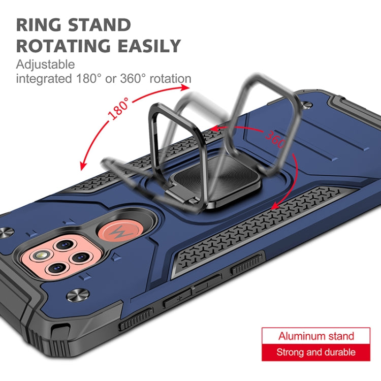 For Motorola Moto G9 Play Magnetic Armor Shockproof TPU + PC Case with Metal Ring Holder