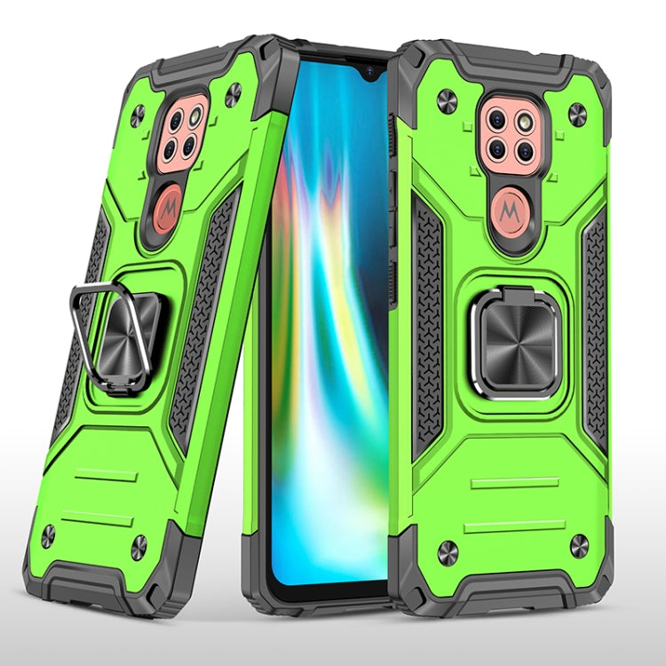 For Motorola Moto G9 Play Magnetic Armor Shockproof TPU + PC Case with Metal Ring Holder