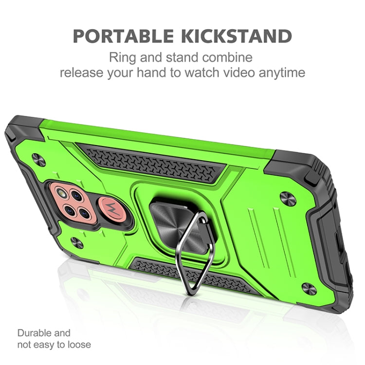 For Motorola Moto G9 Play Magnetic Armor Shockproof TPU + PC Case with Metal Ring Holder