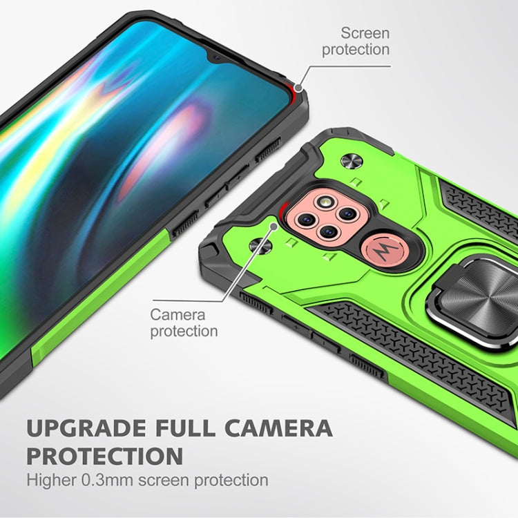 For Motorola Moto G9 Play Magnetic Armor Shockproof TPU + PC Case with Metal Ring Holder