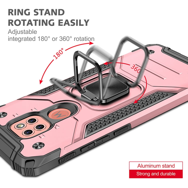For Motorola Moto G9 Play Magnetic Armor Shockproof TPU + PC Case with Metal Ring Holder