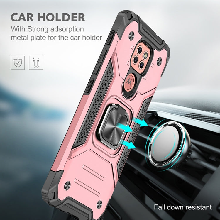 For Motorola Moto G9 Play Magnetic Armor Shockproof TPU + PC Case with Metal Ring Holder