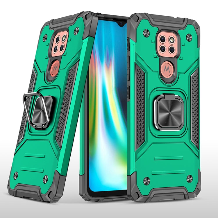 For Motorola Moto G9 Play Magnetic Armor Shockproof TPU + PC Case with Metal Ring Holder