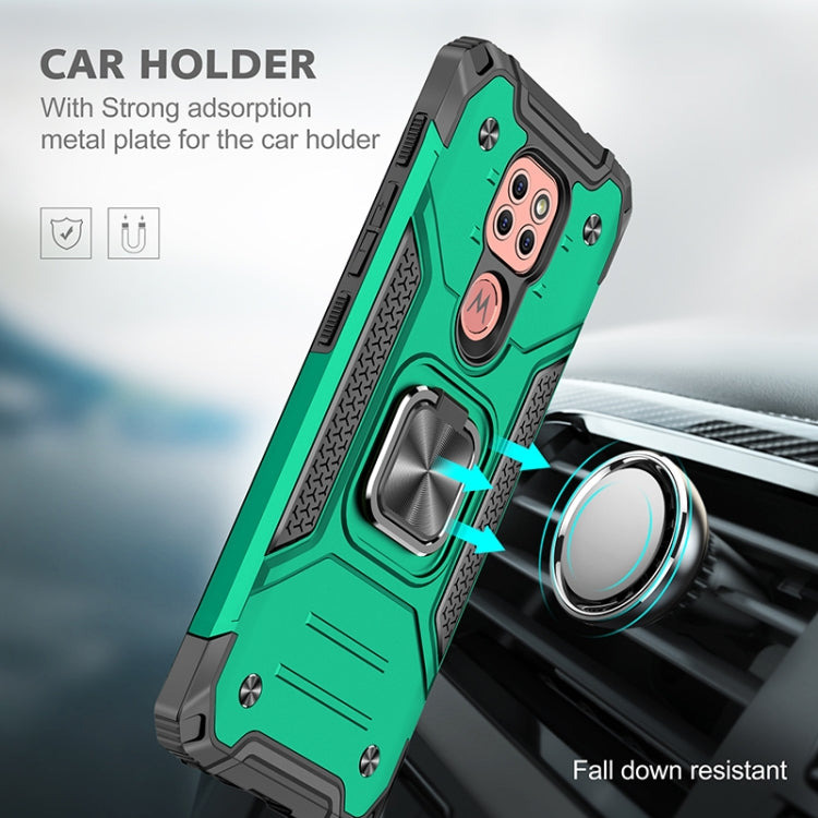 For Motorola Moto G9 Play Magnetic Armor Shockproof TPU + PC Case with Metal Ring Holder