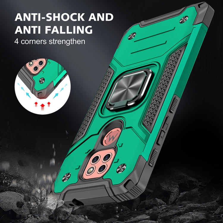 For Motorola Moto G9 Play Magnetic Armor Shockproof TPU + PC Case with Metal Ring Holder