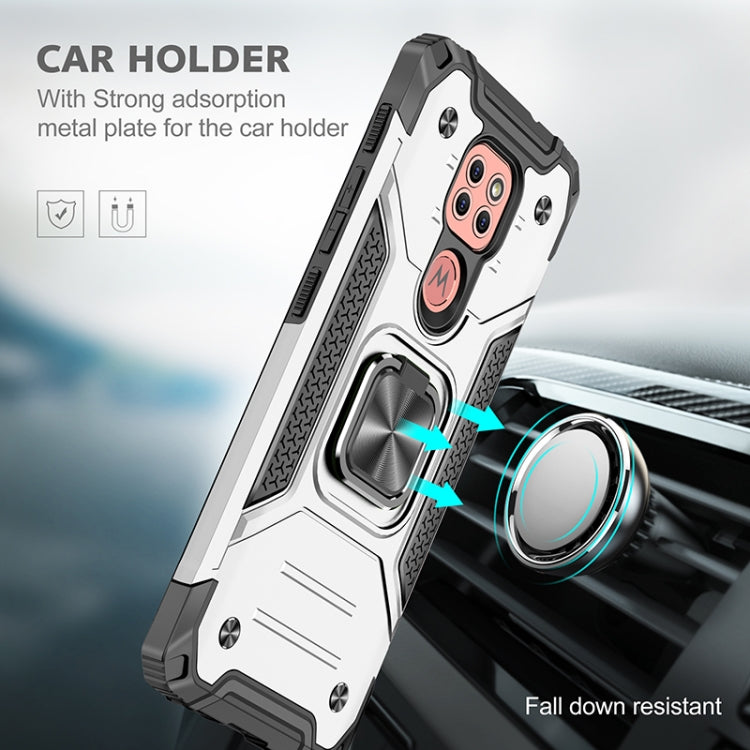 For Motorola Moto G9 Play Magnetic Armor Shockproof TPU + PC Case with Metal Ring Holder