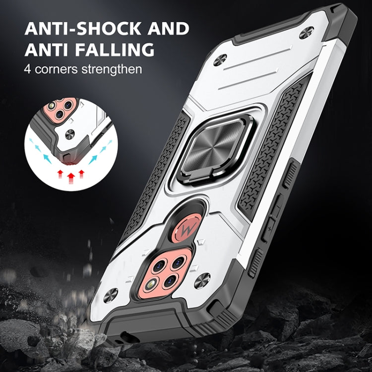 For Motorola Moto G9 Play Magnetic Armor Shockproof TPU + PC Case with Metal Ring Holder