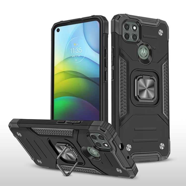 For Motorola Moto G9 Power Magnetic Armor Shockproof TPU + PC Case with Metal Ring Holder