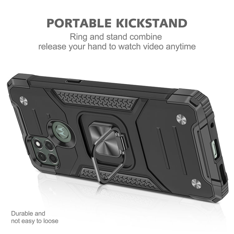 For Motorola Moto G9 Power Magnetic Armor Shockproof TPU + PC Case with Metal Ring Holder