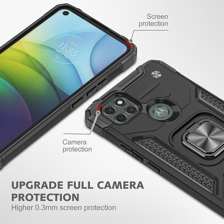 For Motorola Moto G9 Power Magnetic Armor Shockproof TPU + PC Case with Metal Ring Holder