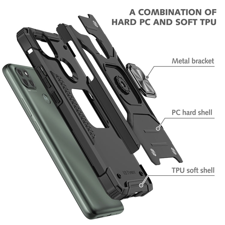 For Motorola Moto G9 Power Magnetic Armor Shockproof TPU + PC Case with Metal Ring Holder
