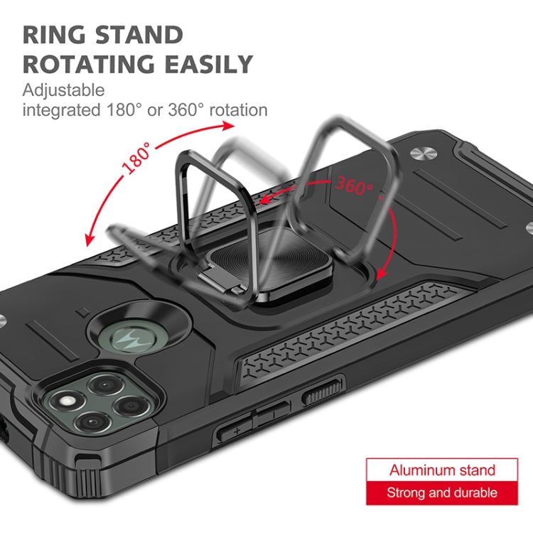 For Motorola Moto G9 Power Magnetic Armor Shockproof TPU + PC Case with Metal Ring Holder