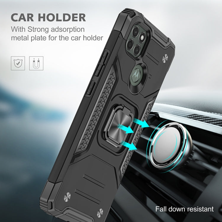 For Motorola Moto G9 Power Magnetic Armor Shockproof TPU + PC Case with Metal Ring Holder