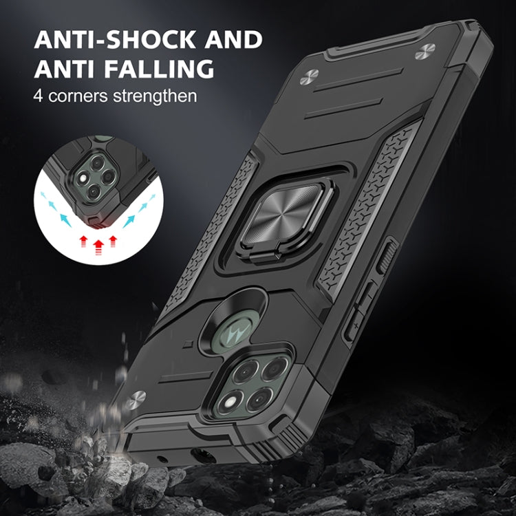 For Motorola Moto G9 Power Magnetic Armor Shockproof TPU + PC Case with Metal Ring Holder