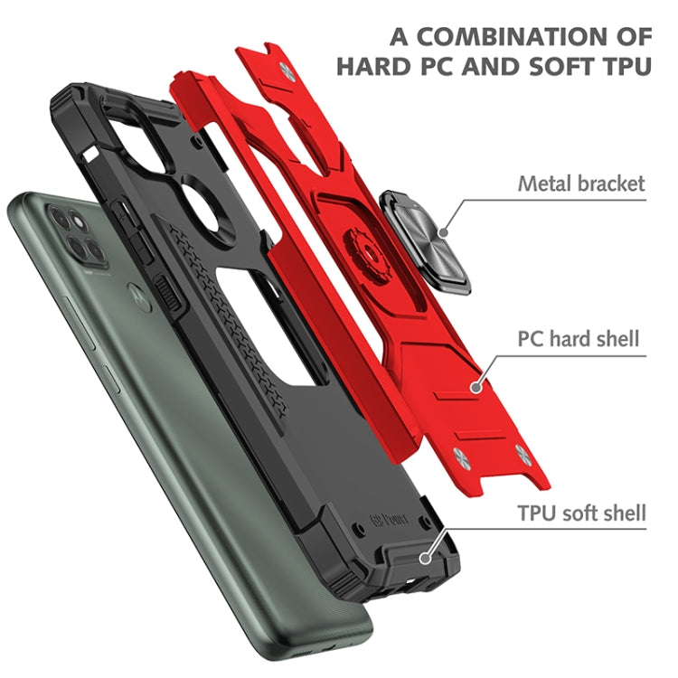 For Motorola Moto G9 Power Magnetic Armor Shockproof TPU + PC Case with Metal Ring Holder