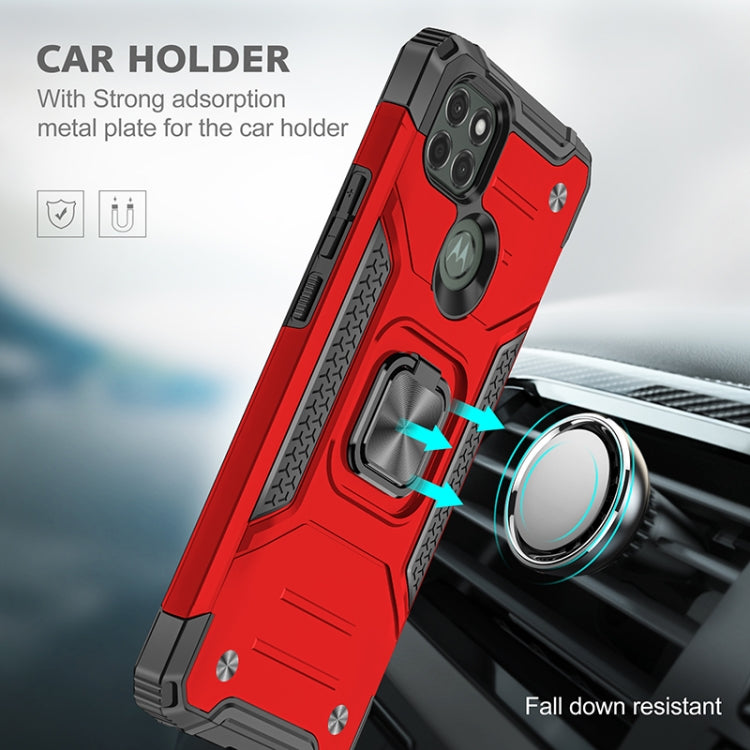 For Motorola Moto G9 Power Magnetic Armor Shockproof TPU + PC Case with Metal Ring Holder