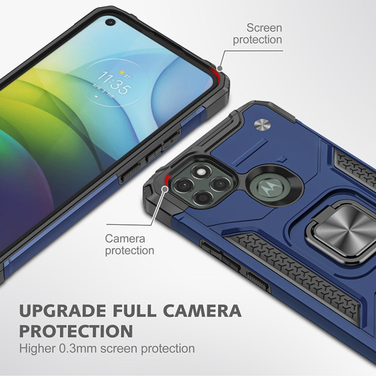 For Motorola Moto G9 Power Magnetic Armor Shockproof TPU + PC Case with Metal Ring Holder