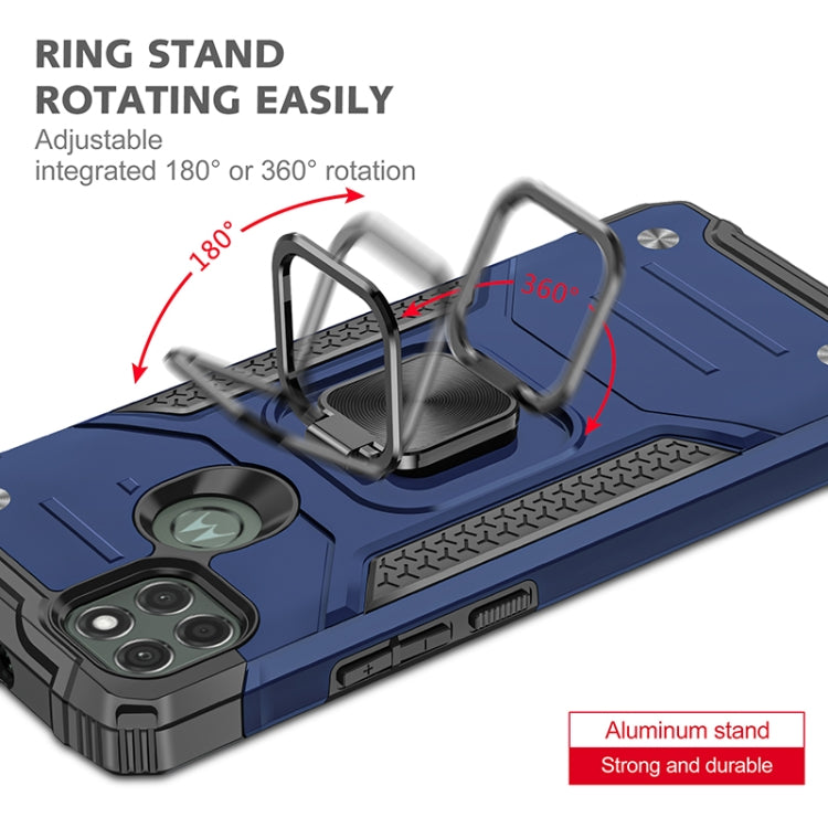 For Motorola Moto G9 Power Magnetic Armor Shockproof TPU + PC Case with Metal Ring Holder