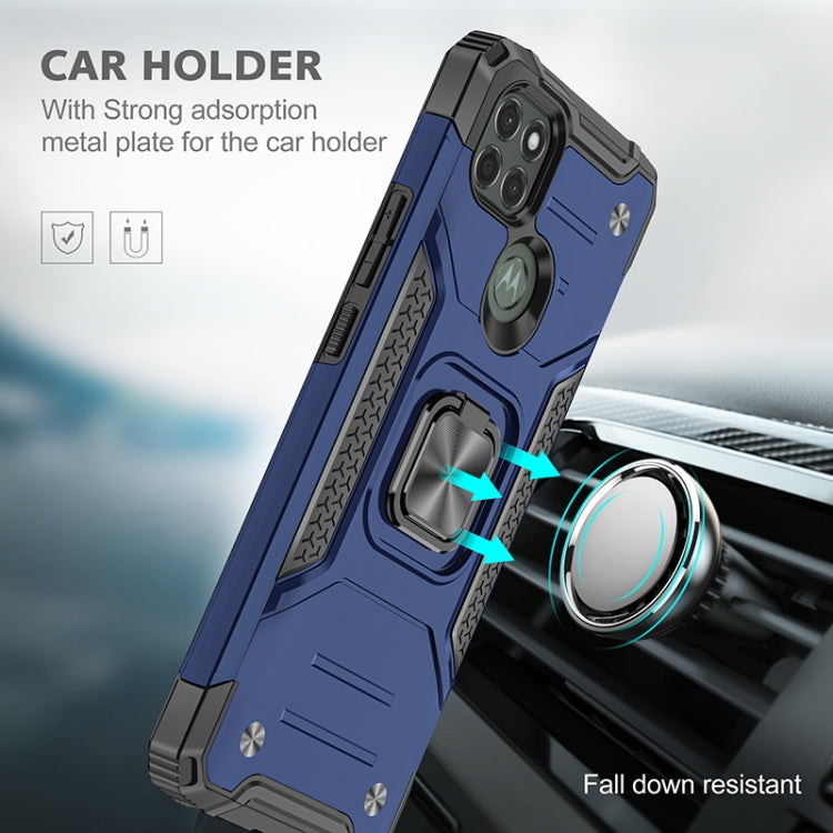 For Motorola Moto G9 Power Magnetic Armor Shockproof TPU + PC Case with Metal Ring Holder