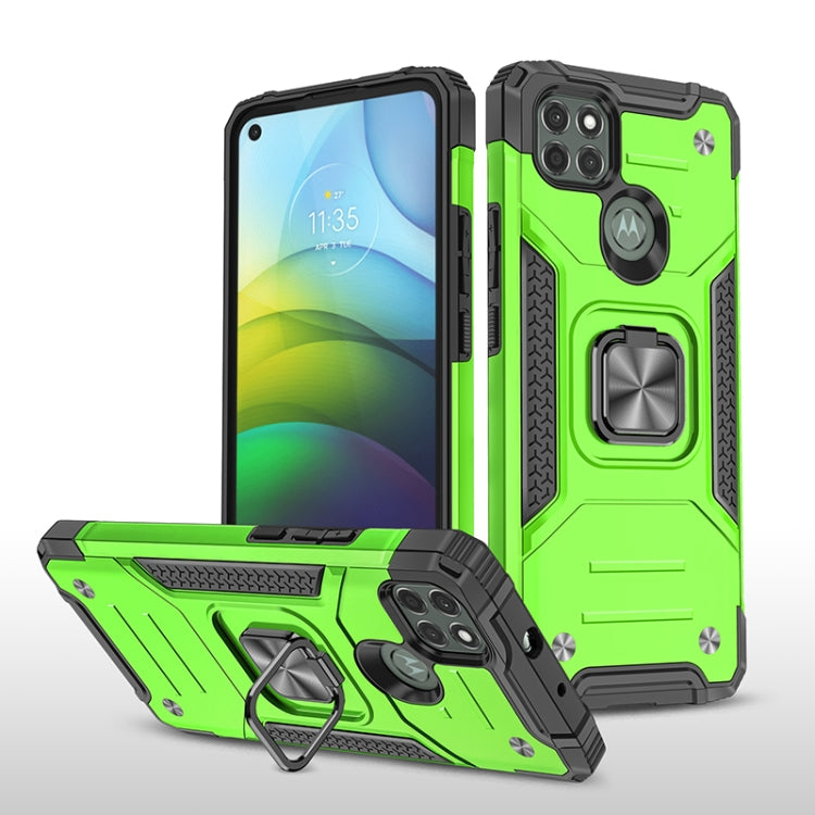 For Motorola Moto G9 Power Magnetic Armor Shockproof TPU + PC Case with Metal Ring Holder