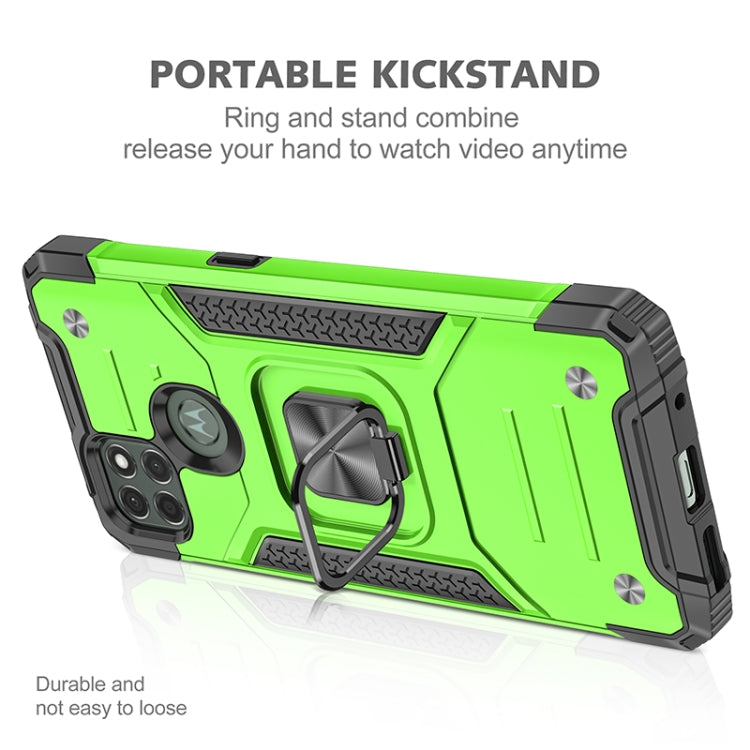 For Motorola Moto G9 Power Magnetic Armor Shockproof TPU + PC Case with Metal Ring Holder