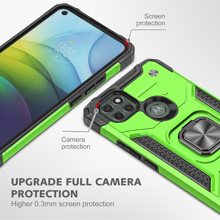 For Motorola Moto G9 Power Magnetic Armor Shockproof TPU + PC Case with Metal Ring Holder