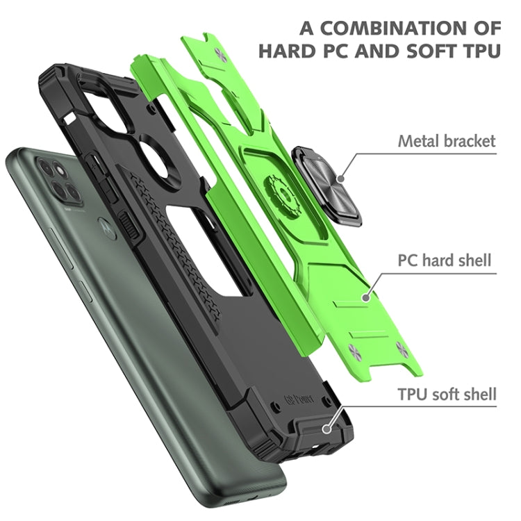 For Motorola Moto G9 Power Magnetic Armor Shockproof TPU + PC Case with Metal Ring Holder