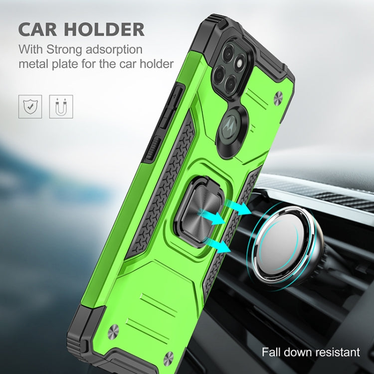 For Motorola Moto G9 Power Magnetic Armor Shockproof TPU + PC Case with Metal Ring Holder