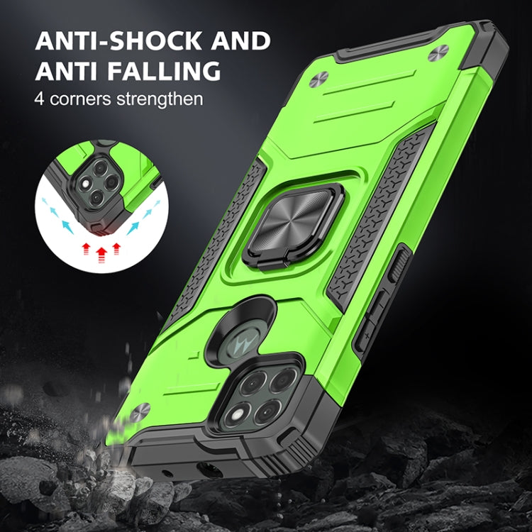 For Motorola Moto G9 Power Magnetic Armor Shockproof TPU + PC Case with Metal Ring Holder
