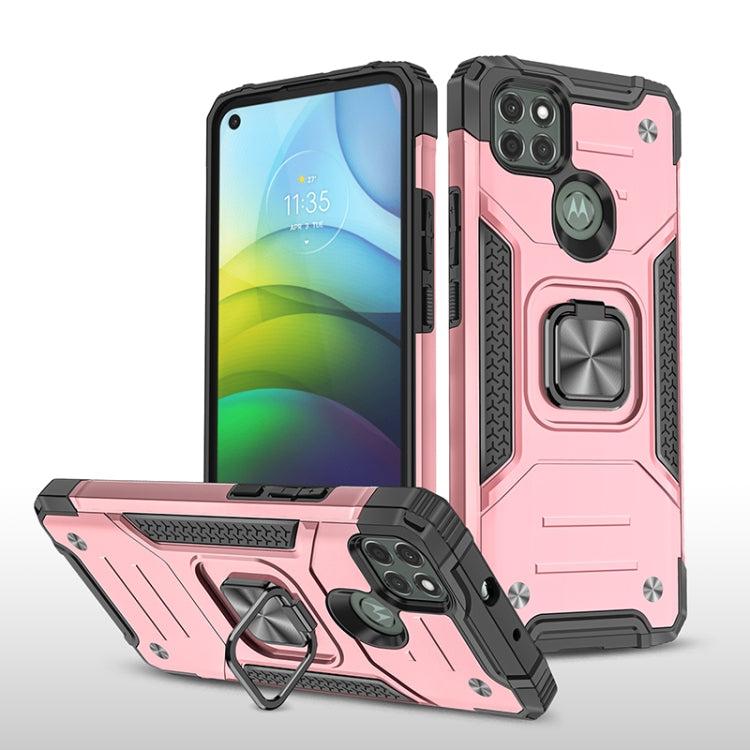 For Motorola Moto G9 Power Magnetic Armor Shockproof TPU + PC Case with Metal Ring Holder