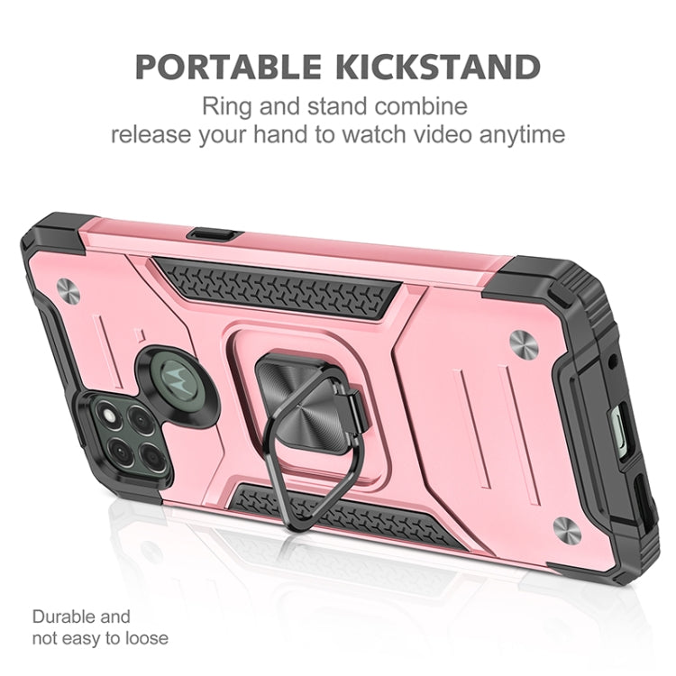 For Motorola Moto G9 Power Magnetic Armor Shockproof TPU + PC Case with Metal Ring Holder
