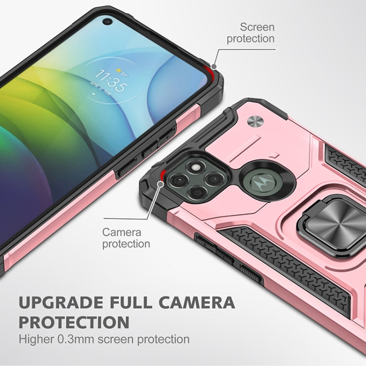 For Motorola Moto G9 Power Magnetic Armor Shockproof TPU + PC Case with Metal Ring Holder