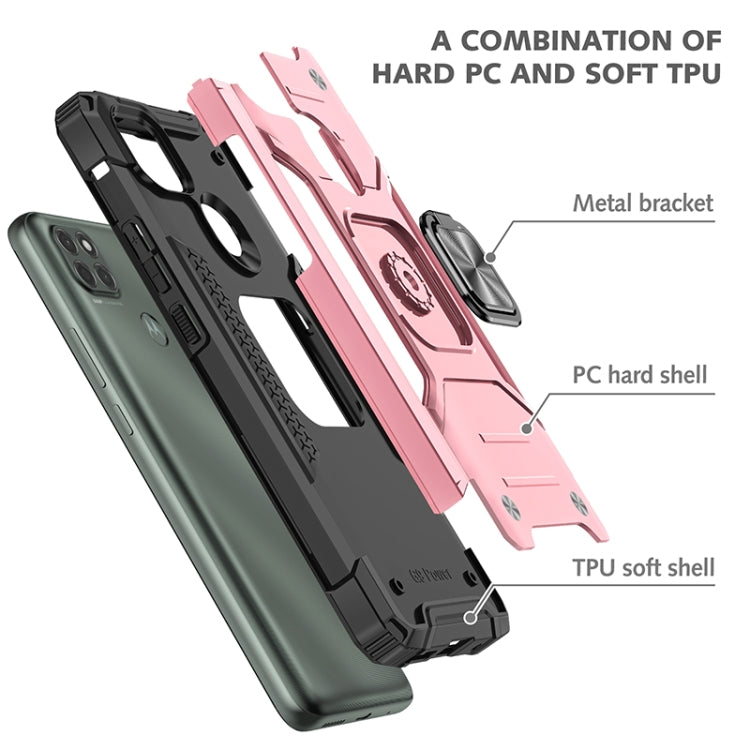 For Motorola Moto G9 Power Magnetic Armor Shockproof TPU + PC Case with Metal Ring Holder