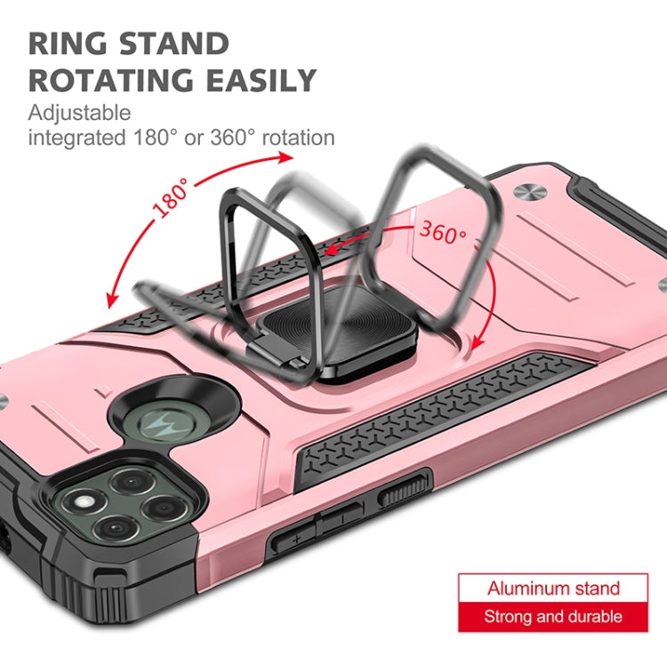 For Motorola Moto G9 Power Magnetic Armor Shockproof TPU + PC Case with Metal Ring Holder
