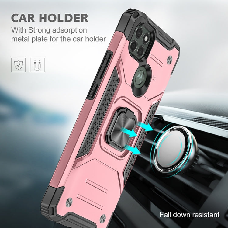 For Motorola Moto G9 Power Magnetic Armor Shockproof TPU + PC Case with Metal Ring Holder