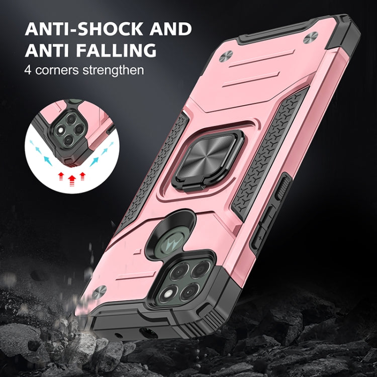 For Motorola Moto G9 Power Magnetic Armor Shockproof TPU + PC Case with Metal Ring Holder