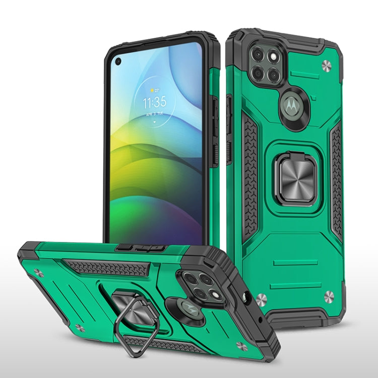 For Motorola Moto G9 Power Magnetic Armor Shockproof TPU + PC Case with Metal Ring Holder