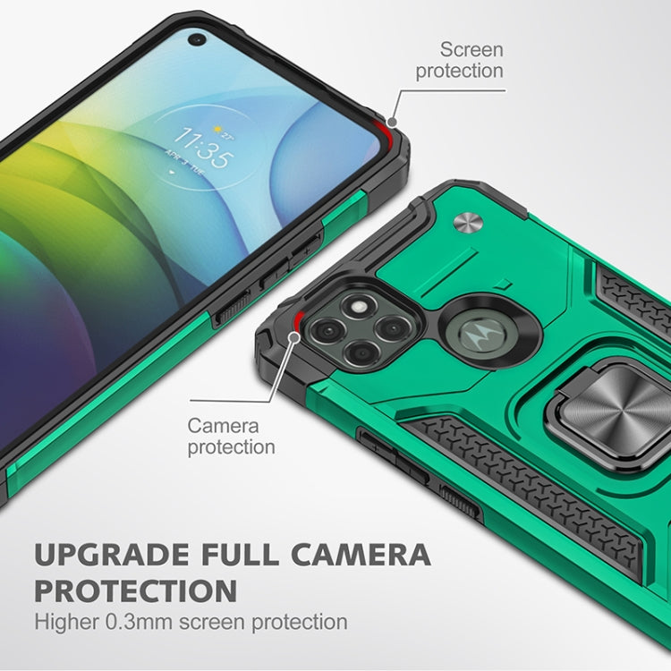 For Motorola Moto G9 Power Magnetic Armor Shockproof TPU + PC Case with Metal Ring Holder