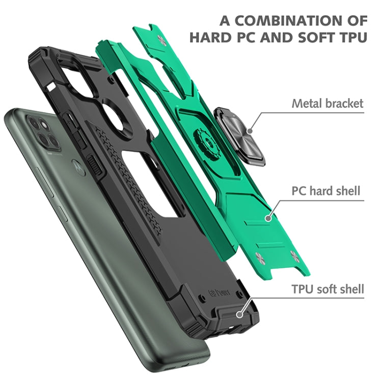 For Motorola Moto G9 Power Magnetic Armor Shockproof TPU + PC Case with Metal Ring Holder