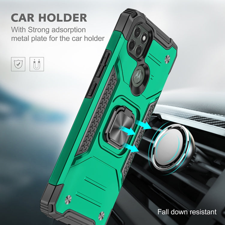 For Motorola Moto G9 Power Magnetic Armor Shockproof TPU + PC Case with Metal Ring Holder