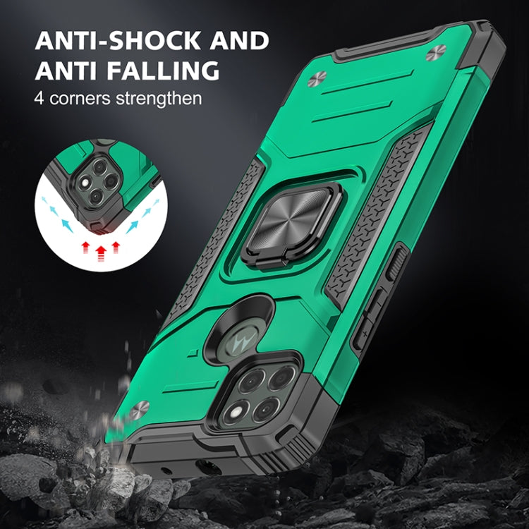 For Motorola Moto G9 Power Magnetic Armor Shockproof TPU + PC Case with Metal Ring Holder
