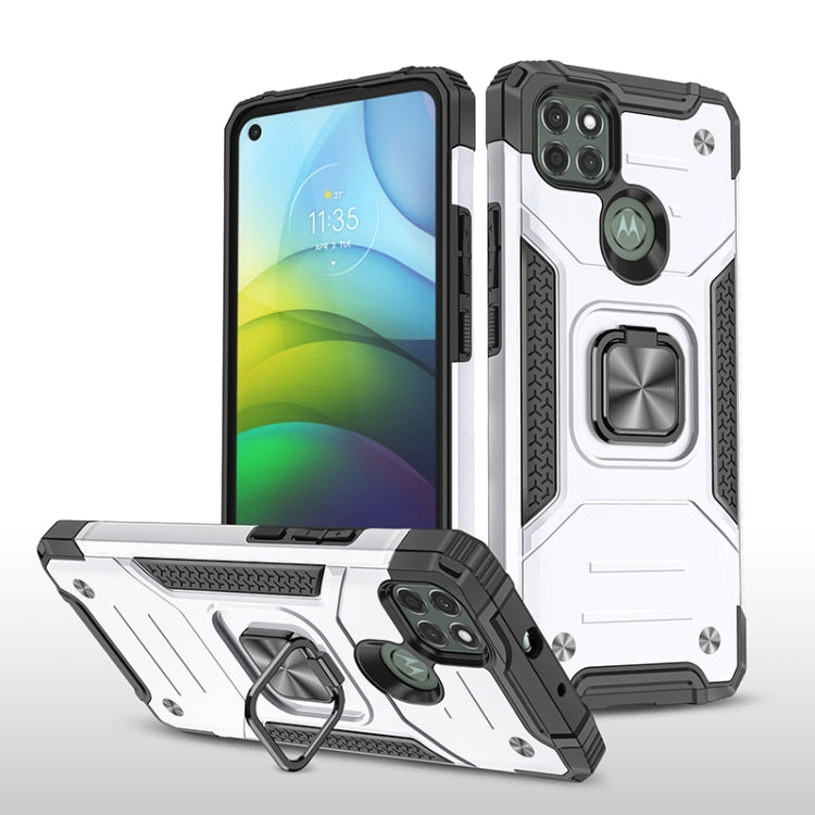 For Motorola Moto G9 Power Magnetic Armor Shockproof TPU + PC Case with Metal Ring Holder